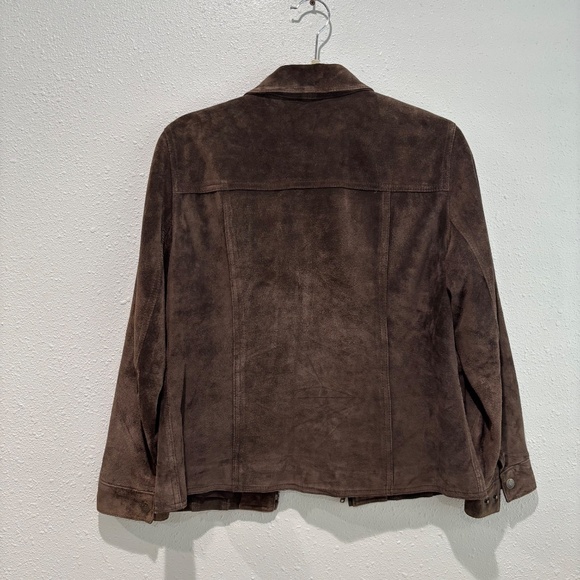 Jones New York Signature Vintage Dark Brown Suede Zip-Up Jacket - Picture 5 of 5